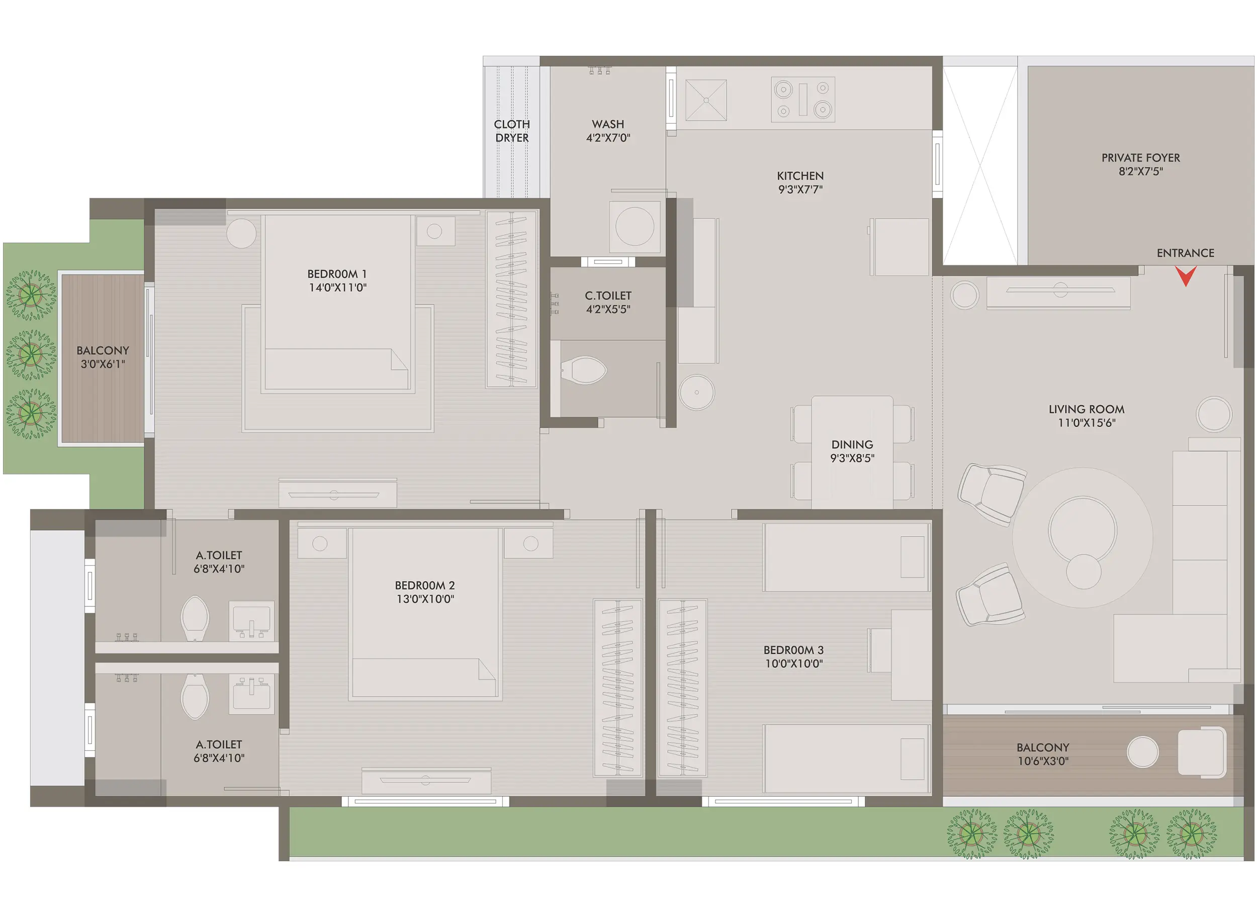 Sheladia Divine 3 BHK