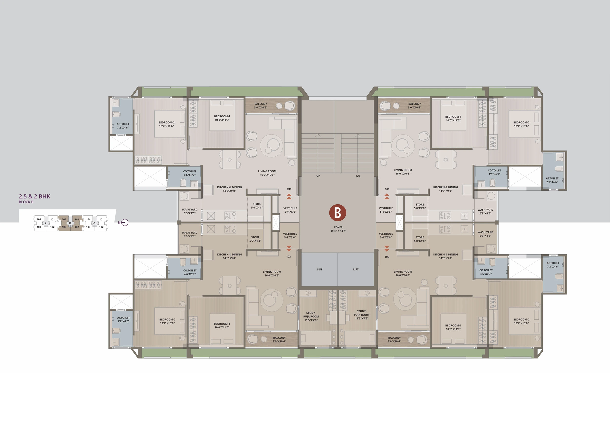 2.5 and 2 BHK Block B